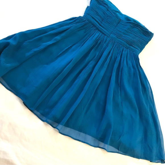 J Crew100%  blue silk chiffon strapless mini dress called Arabella - Picture 6 of 14